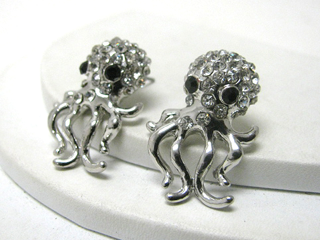 Crystal stud octopus earring