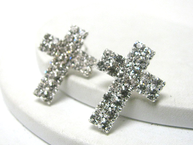 Rhinestone cross earring