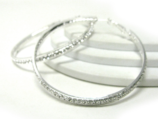 65 mm crystal stud hoop earring - hoops