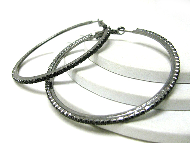 65 mm crystal stud hoop earring - hoops