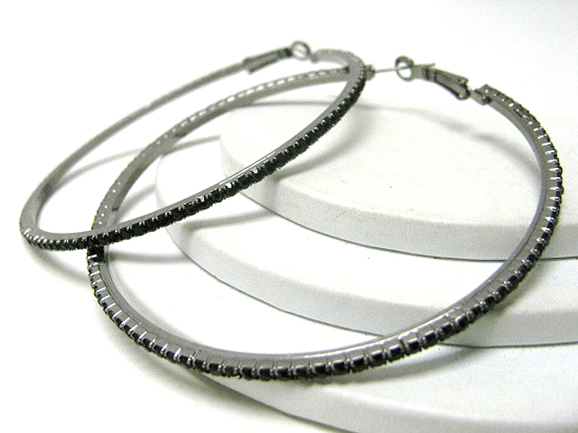 75 mm crystal stud hoop earring - hoops