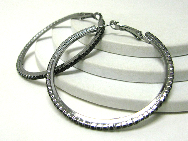 55 mm crystal stud hoop earring - hoops