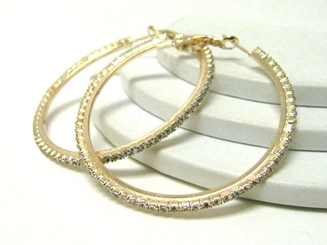 55 mm crystal stud hoop earring - hoops