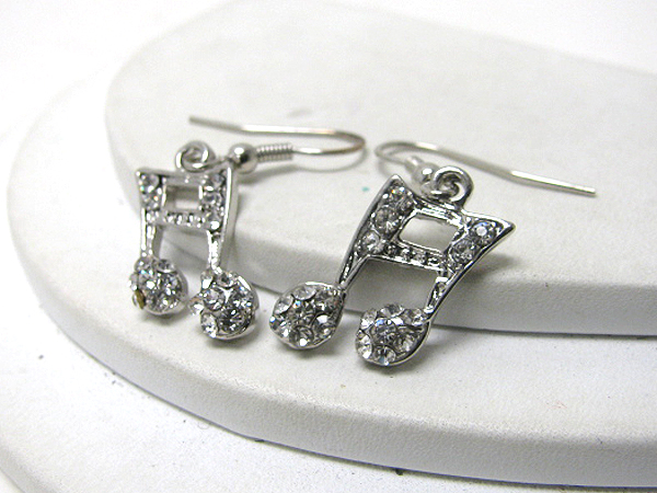 Crystal stud music note earrings