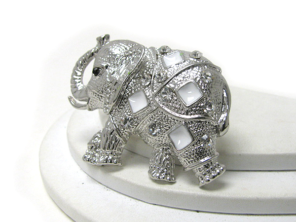 Crystal and epoxy deco elephant pin or brooch