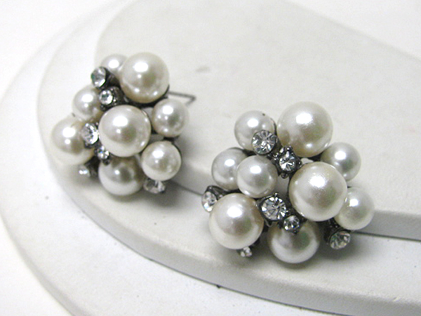 Crystal and pearl mix deco earrings