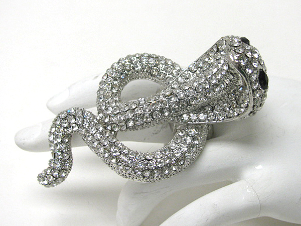 Crystal stud large cobra snake stretch ring