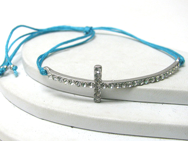 Crystal cross braided yarn friendship bracelet