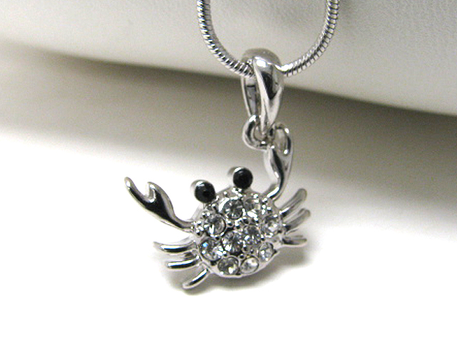 Made in korea whitegold plating crystal crab pendant neckalce