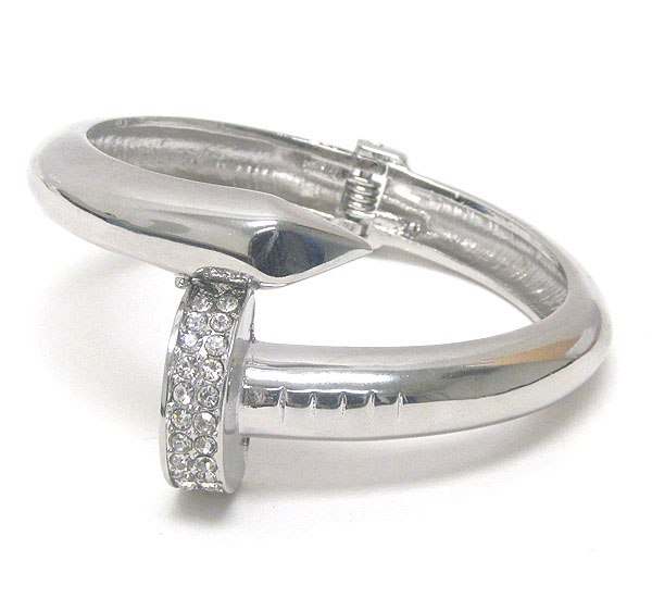 Crystal deco nail hinge bangle bracelet