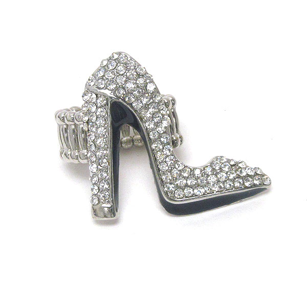 Crystal stud and epoxy deco high heel stretch ring