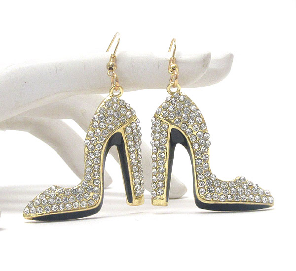 Crystal stud and epoxy deco high heel earring