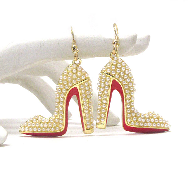 Crystal stud and epoxy deco high heel earring