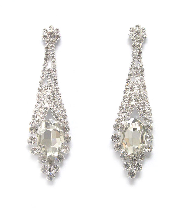 Rhinestone and facet glass long party earring