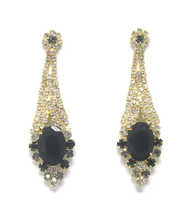 Rhinestone and facet glass long party earring