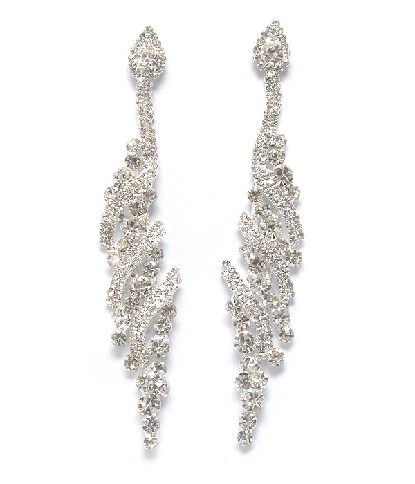 Rhinestone and crystal long party earring