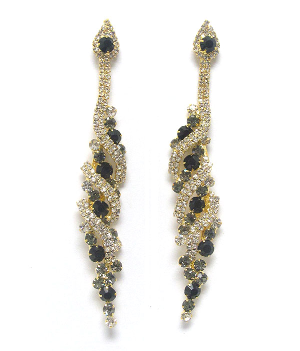 Rhinestone and crystal long party earring