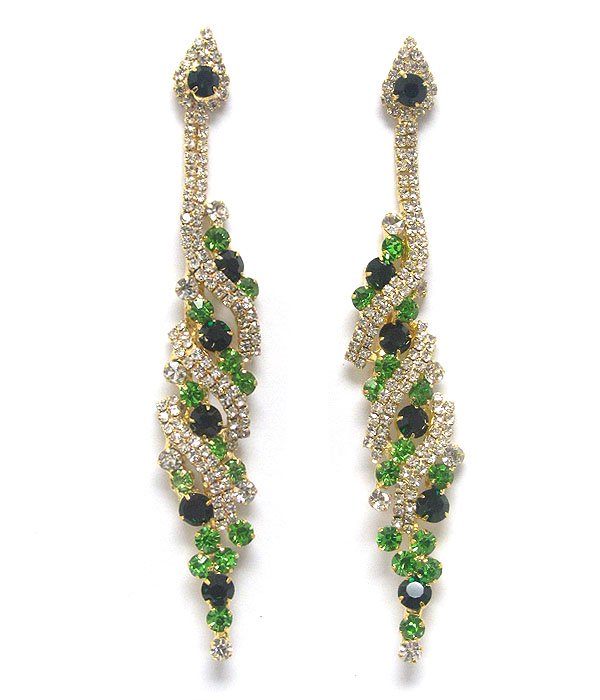 Rhinestone and crystal long party earring