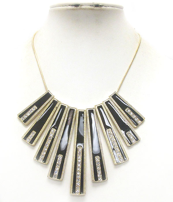 Crystal and epoxy deco multi bar link necklace