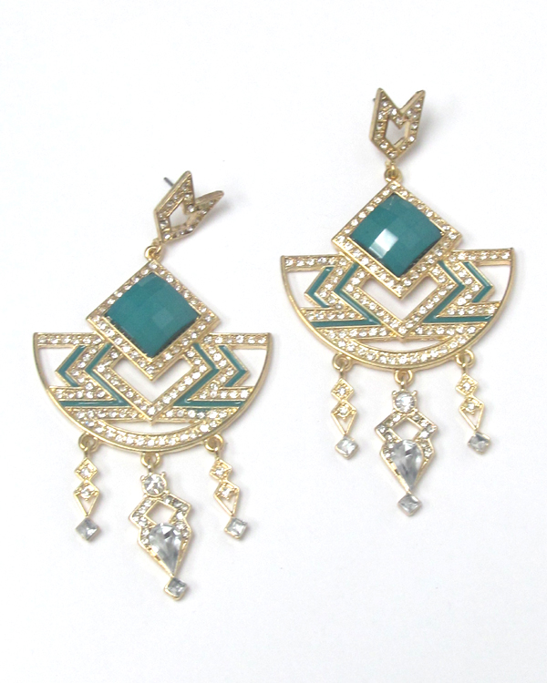 Crystals and metal drop earrings 