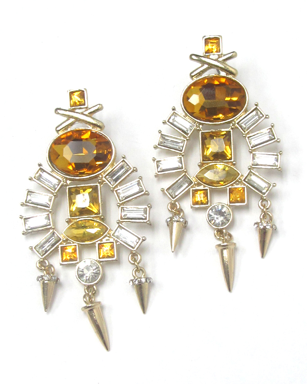 Linked crystals drop earrings 