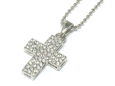 Crystal paved cross pendant necklace