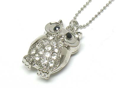 Crystal deco owl necklace 