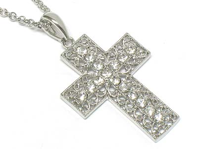 Crystal deco cross pendant necklace