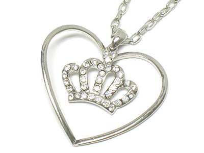 Crystal deco crown and heart necklace