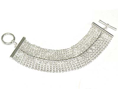 Metal mesh chain style toggle bracelet