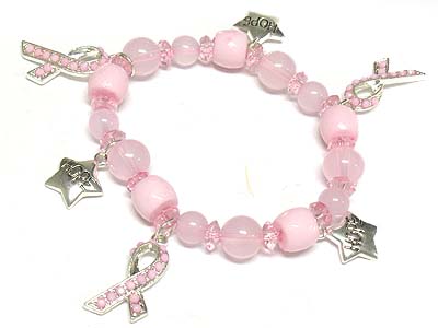 Acryl bead deco ribbon charm bracelet