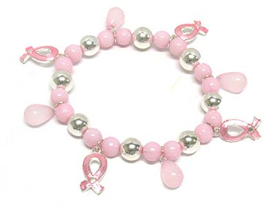 Glass tear charms and multi ball link bracelet 