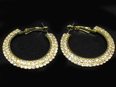 Rhinestone deco round earring 