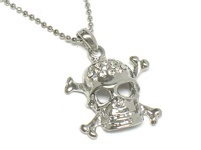 Crystal deco skull pendant necklace