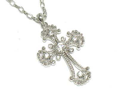 Crystal deco elagant cross pendant necklace 