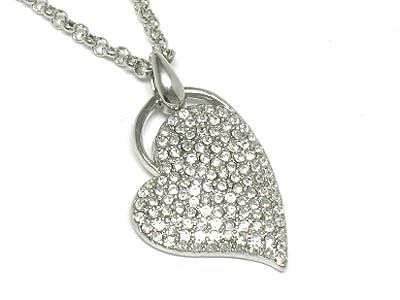 Crystal dense heart pendant necklace