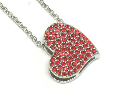 Crystal dense heart pendant necklace 