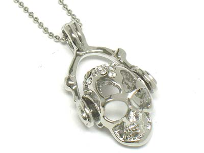 Crystal deco skull pendant necklace 