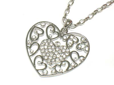 Crystal deco heart pendnat necklace 