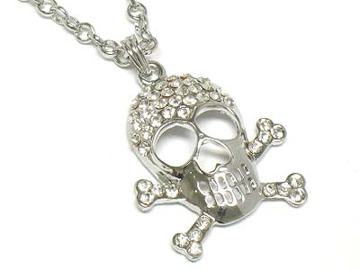 Crystal deco skull pendant necklace