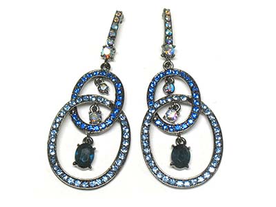 Swarovski crystal stone deco and dangle oval earring