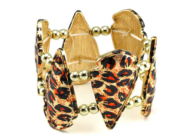 Animal print metal link stretch bracelet