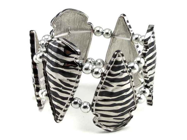 Animal print metal link stretch bracelet