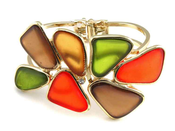 Color acryl art metal hinge bangle