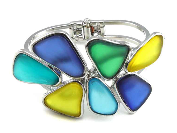 Color acryl art metal hinge bangle