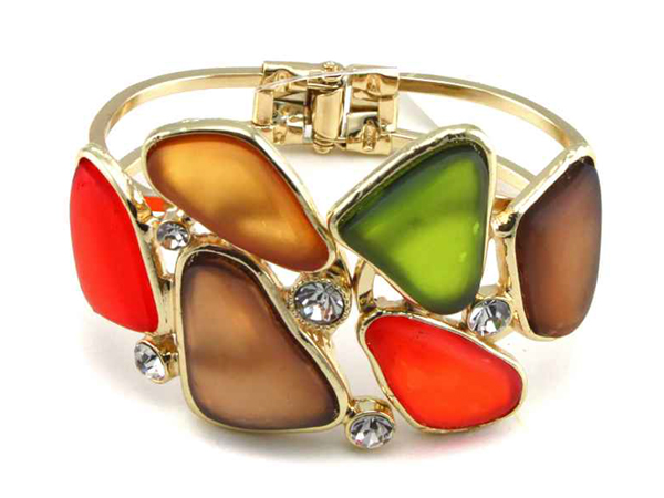 Color acryl art metal hinge bangle