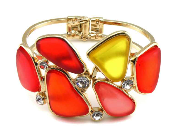 Color acryl art metal hinge bangle