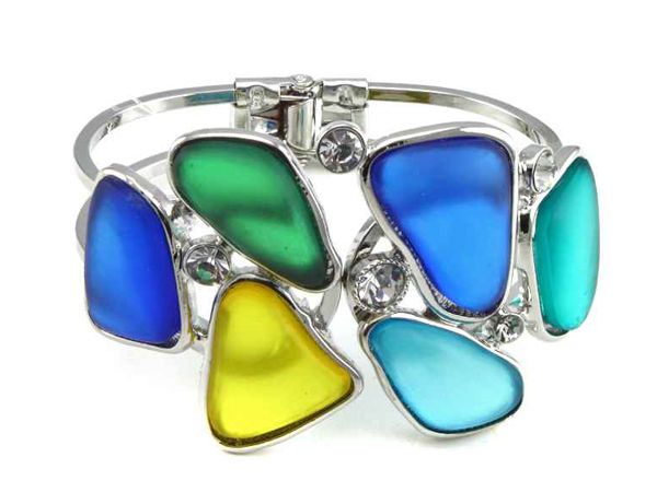 Color acryl art metal hinge bangle