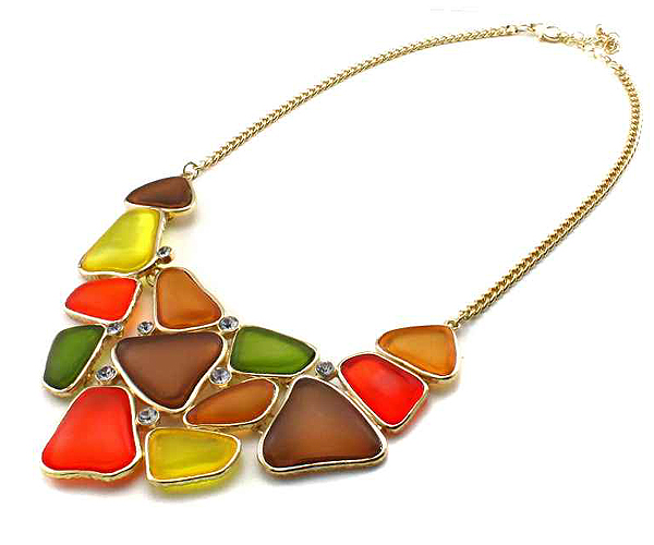 Color acryl abalon art necklace earring set