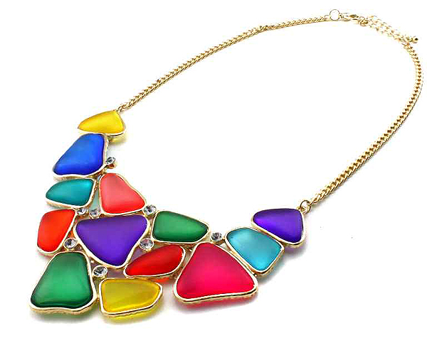 Color acryl abalon art necklace earring set